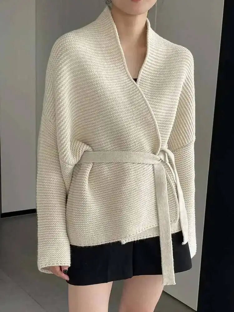 SOERA Abigail Belted Knit Cardigan - Cardigans - 1005007708848658-;pa1765393866208642501 Creme One Size