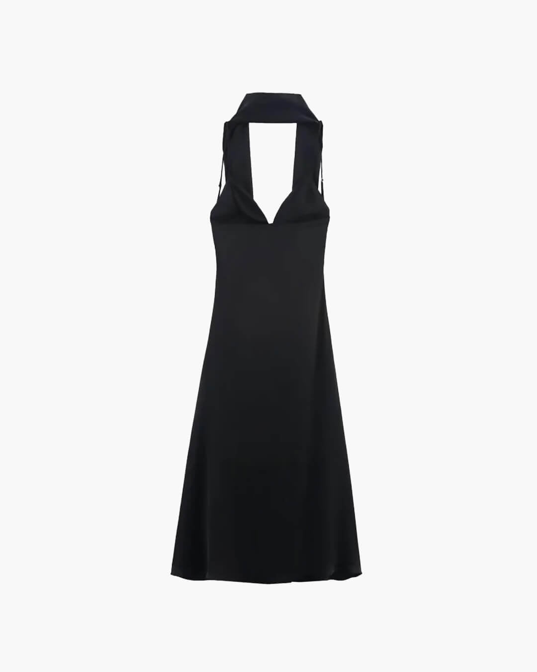 SOERA Astraea Satin Maxi Dress with Scarf - Dress - Black XS