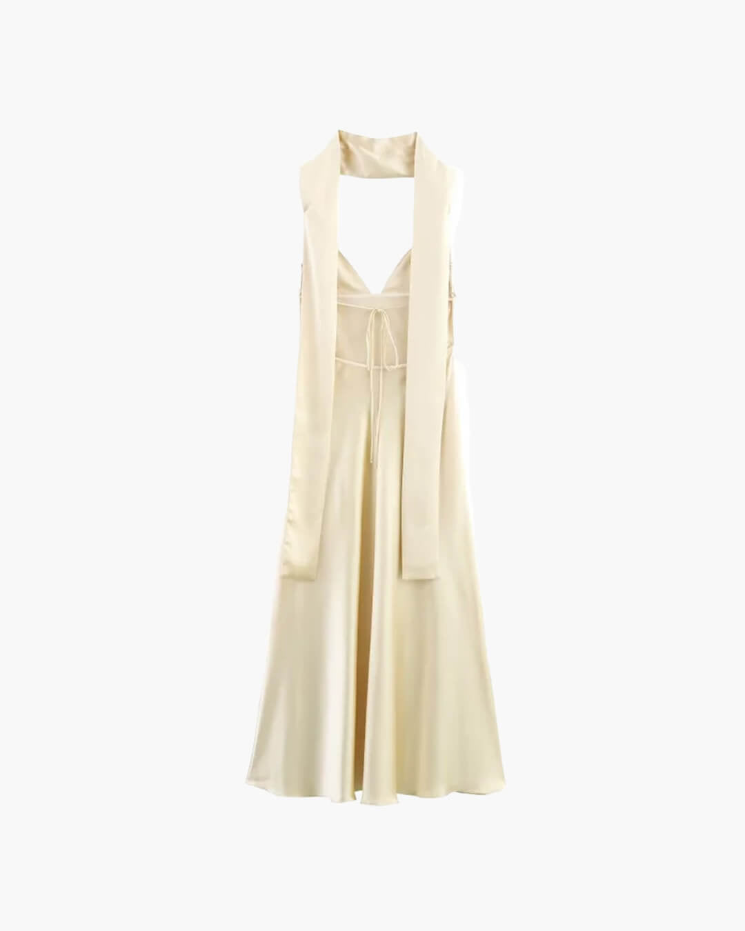 SOERA Astraea Satin Maxi Dress with Scarf - Dress - Champagne L