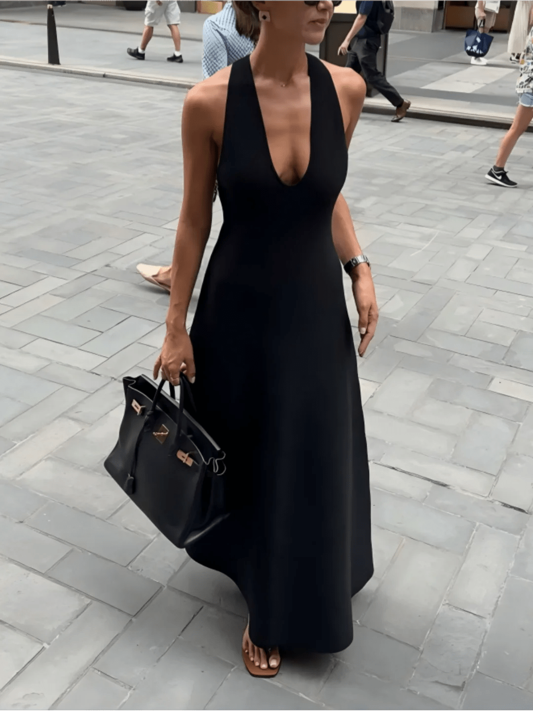 SOERA Celeste Deep V - Neck Halter Maxi Dress - Dress - M