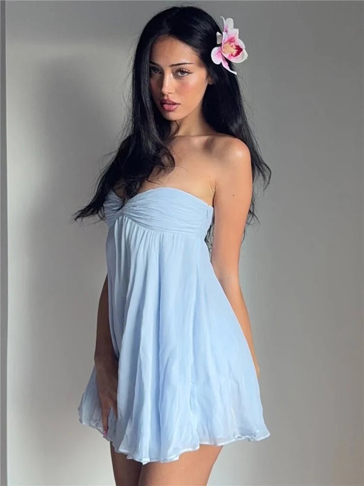 SOERA Merylle Mesh Patchwork Mini Bodycon Dress - Dress - Blue XS