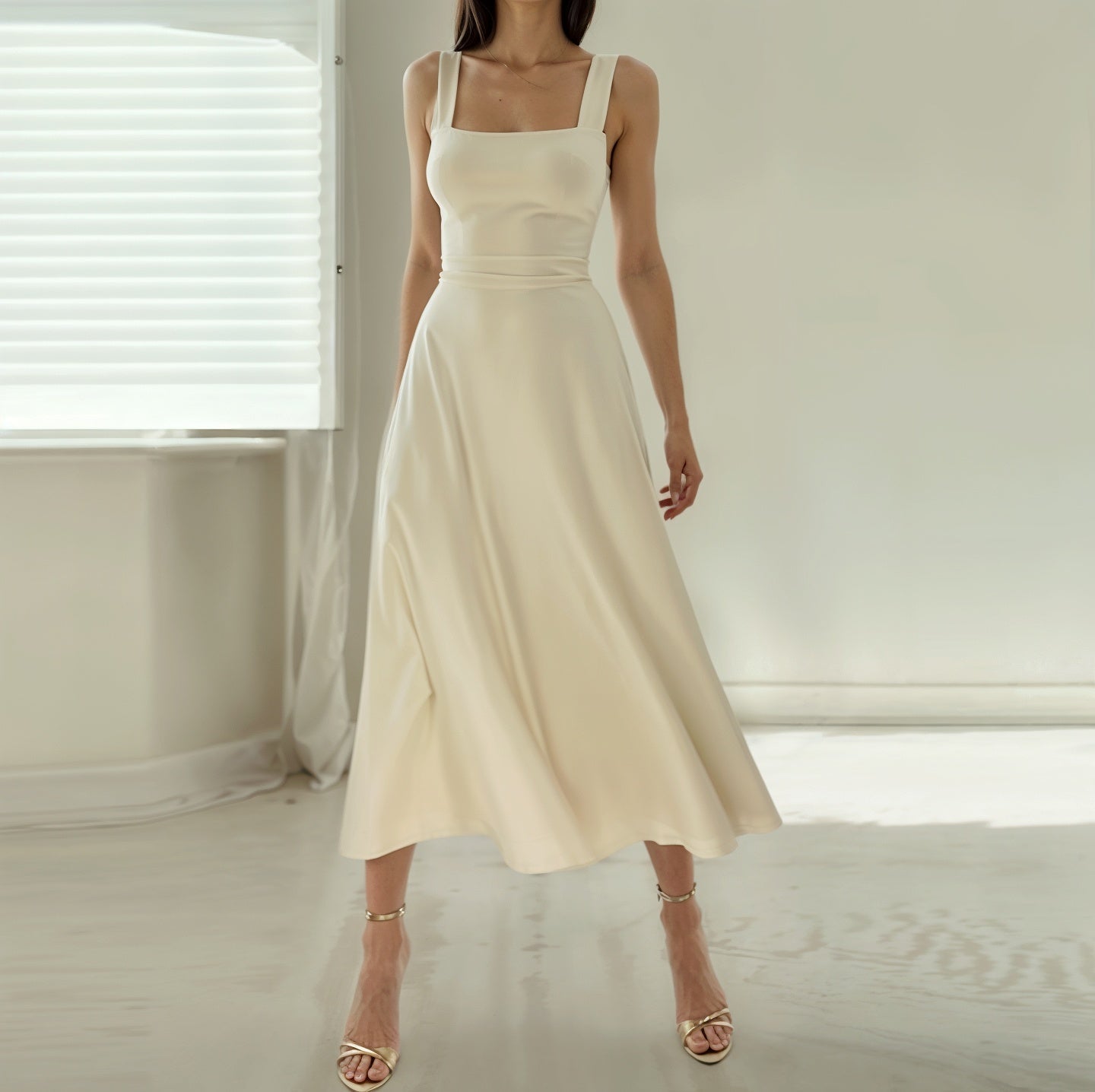 SOERA Sophia Sleeveless Midi Dress - Dress - White XS