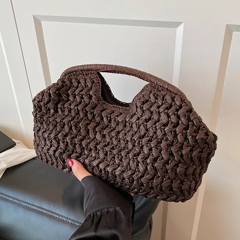 SOERA Danica Woven Rattan Tote - Handbags - Coffee