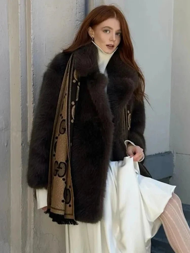 SOERA Lena Oversized Faux Fur Coat - Jackets - 3256810183956552-;UY1766488746367065375 Dark Brown M