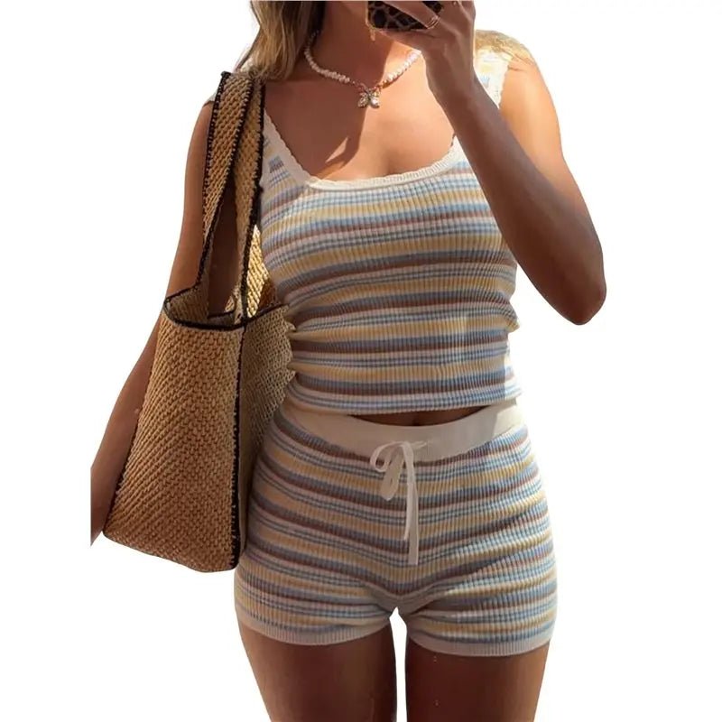SOERA Moira Striped Two - Piece Tank Set - Matching Sets - S