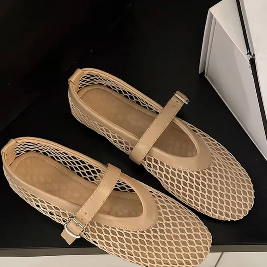 SOERA Rebecca Mesh Ballet Flats - Shoes - Beige 36