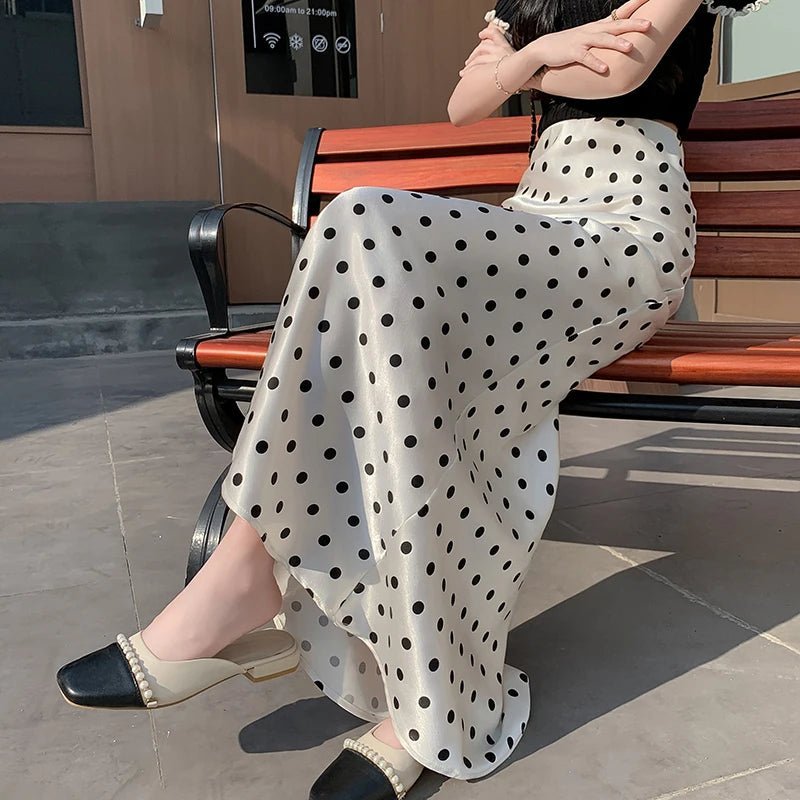 SOERA Bianca Polka Dot Mermaid Midi Skirt - Skirt - White XS