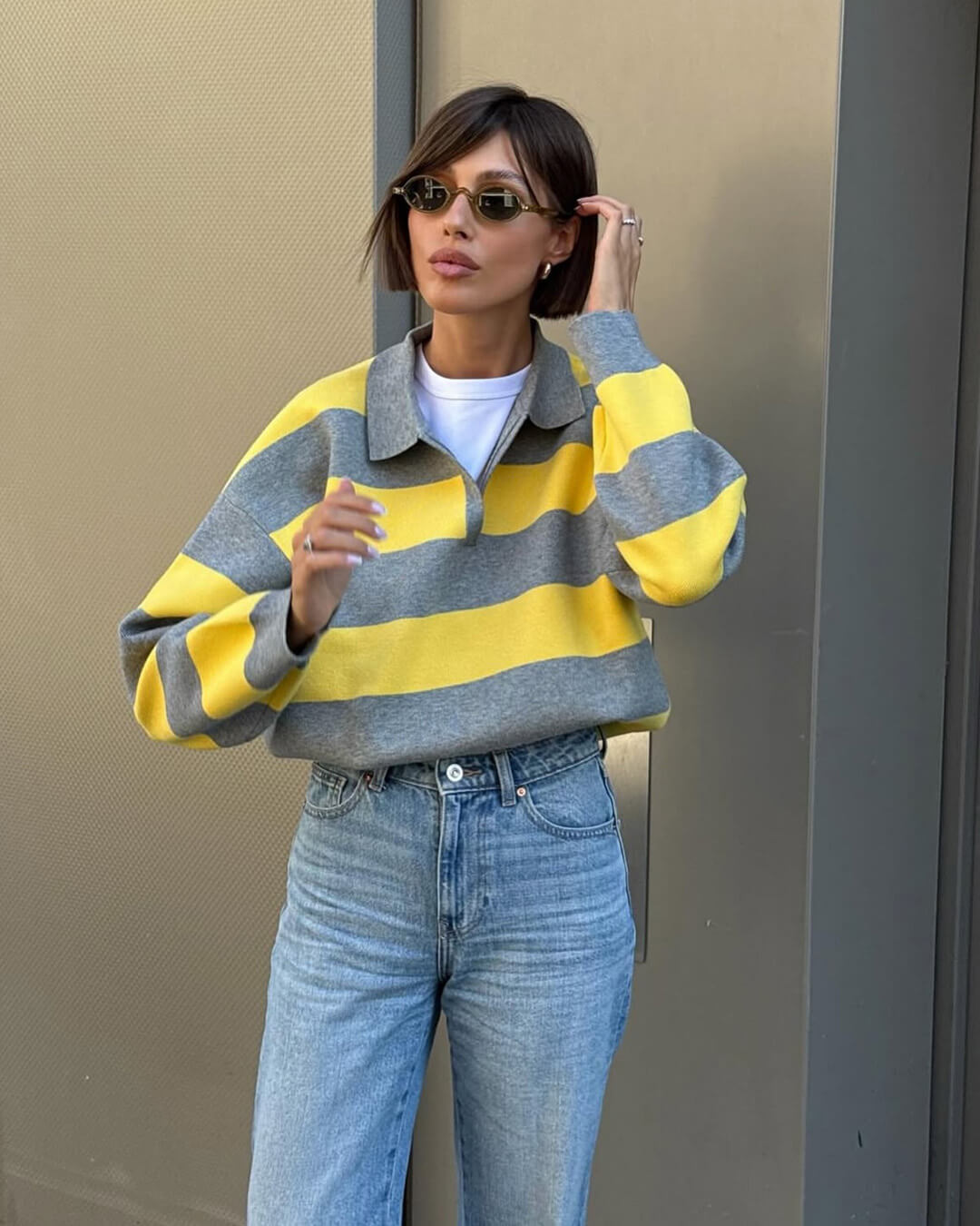 SOERA Una Striped Knitted V - Neck Pullover - Sweater - S