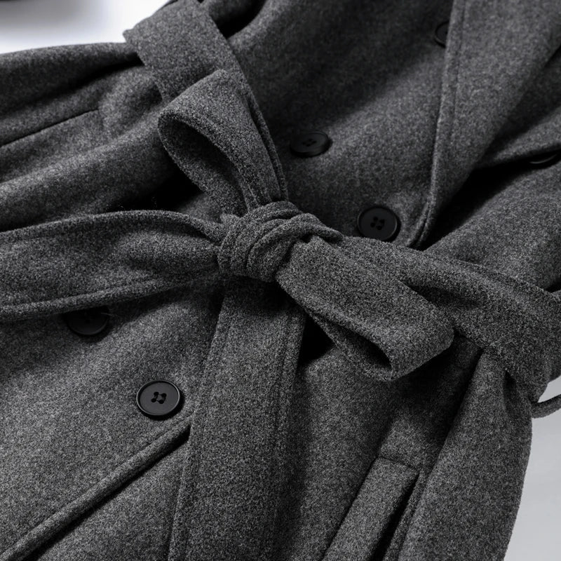 SOERA Alicia Gray Belted Long Coat - Women’s Coats & Jackets - 3256809626587176-;Jl1763023160799296914 Dark Gray S