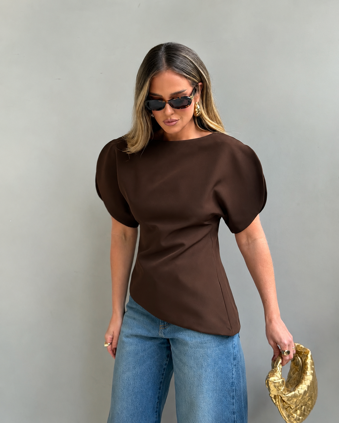 Sienna Tricot Balloon Sleeve Top
