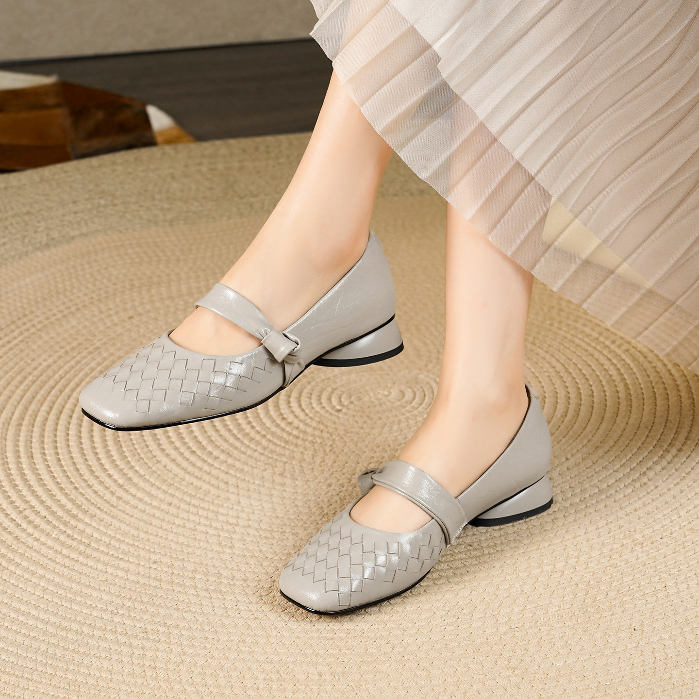 Lisbeth Woven Leather Flat Shoes