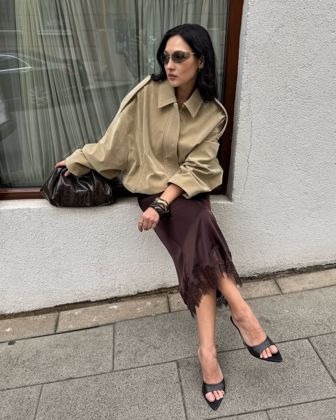 Constance bomber bunda z umělé semiše