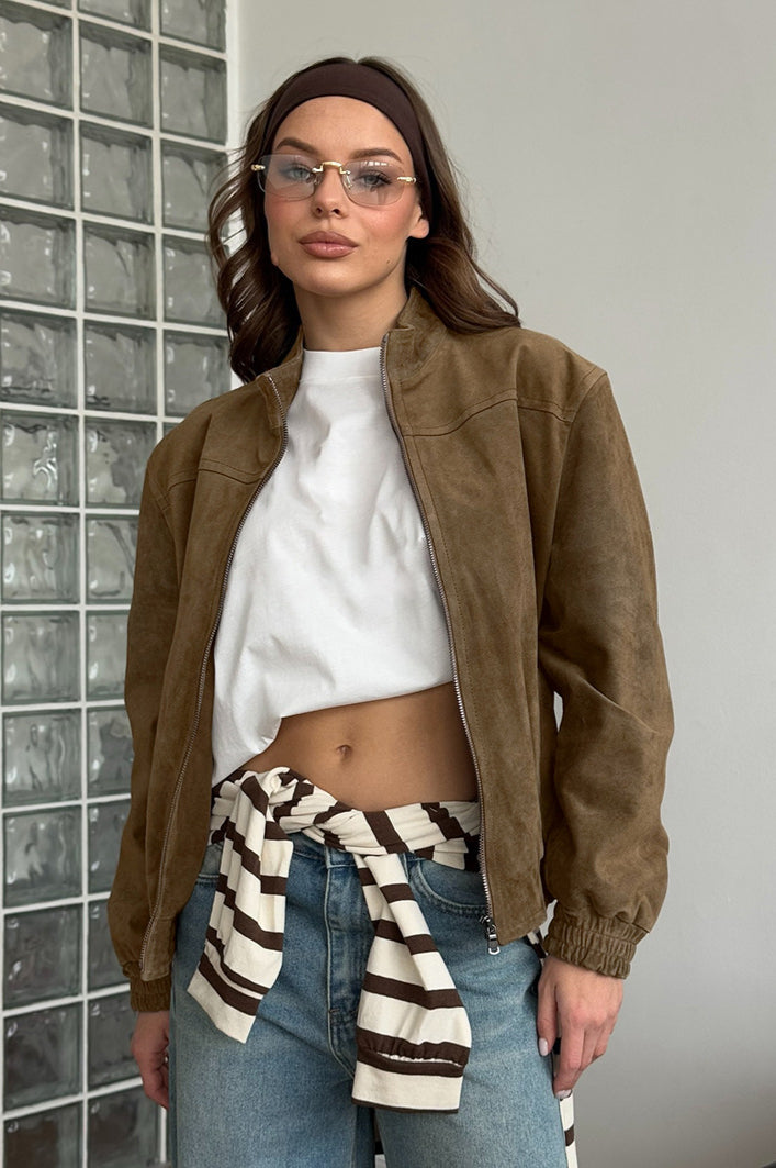 Alavsha Vintage khaki semišová bunda