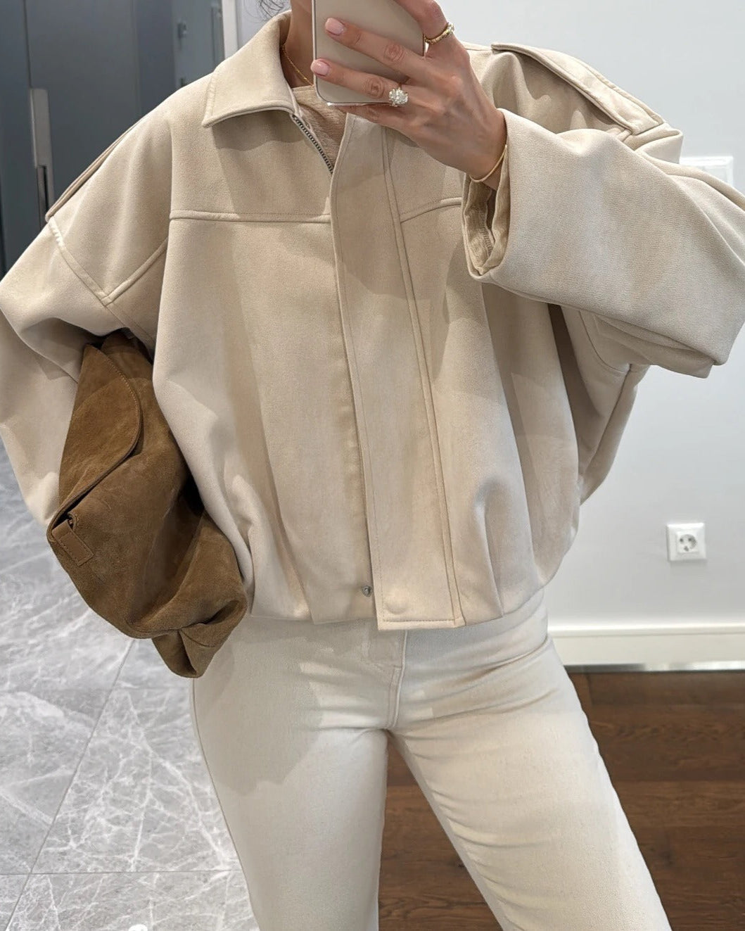 Constance bomber bunda z umělé semiše