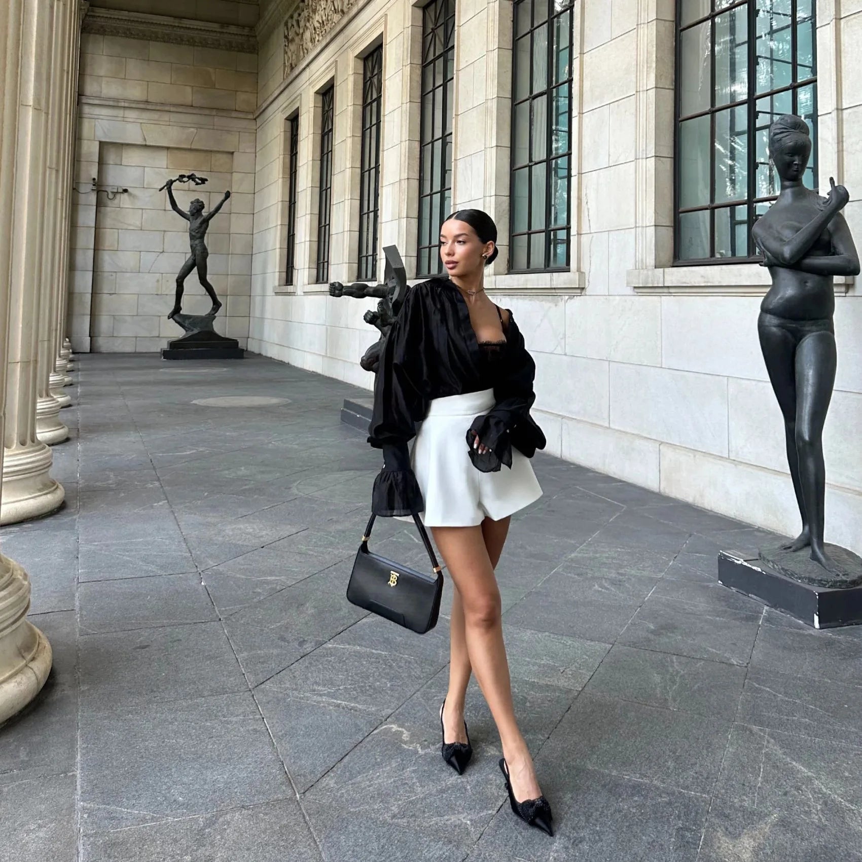 Isabella oversized košile s nabíranými rukávy a stuhovou mašlí
