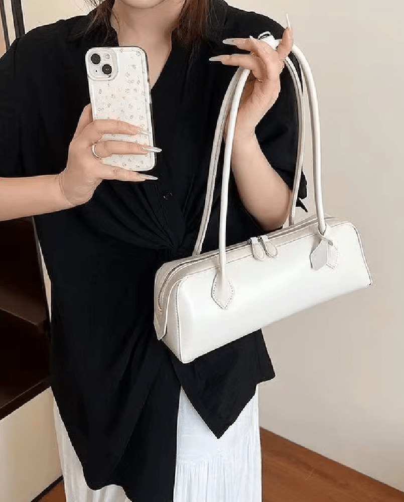 SOERA Ella Vintage Leather Baguette Bag - Bag - SOERA-335683-WHI-OS-34723 White