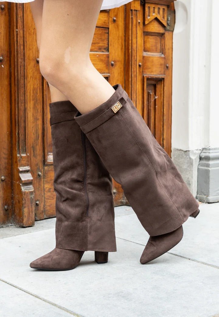 SOERA Lisa Pointed Toe Block Heel Boots - Boots - SOERA-418819-BRO-6-16835 Brown 6