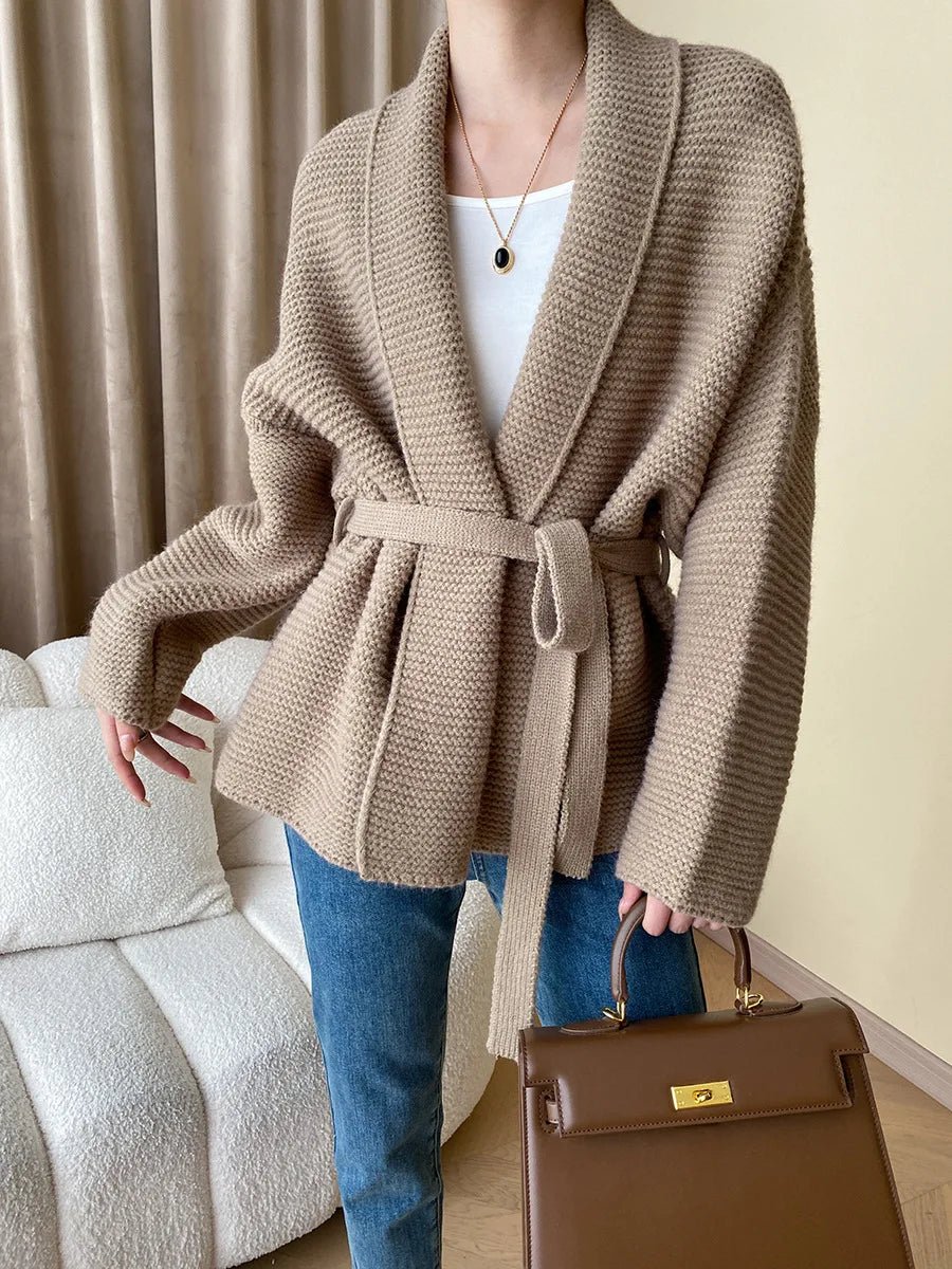 SOERA Abigail Belted Knit Cardigan - Cardigans - 1005007708848658-;vP1765393866209277381 Beige One Size