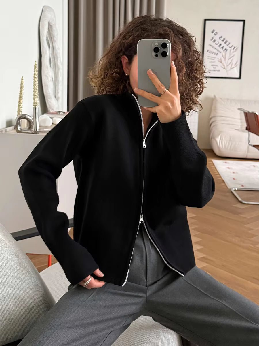 SOERA Joanna Double Zip Knitted Cardigan - Cardigans -  Black S