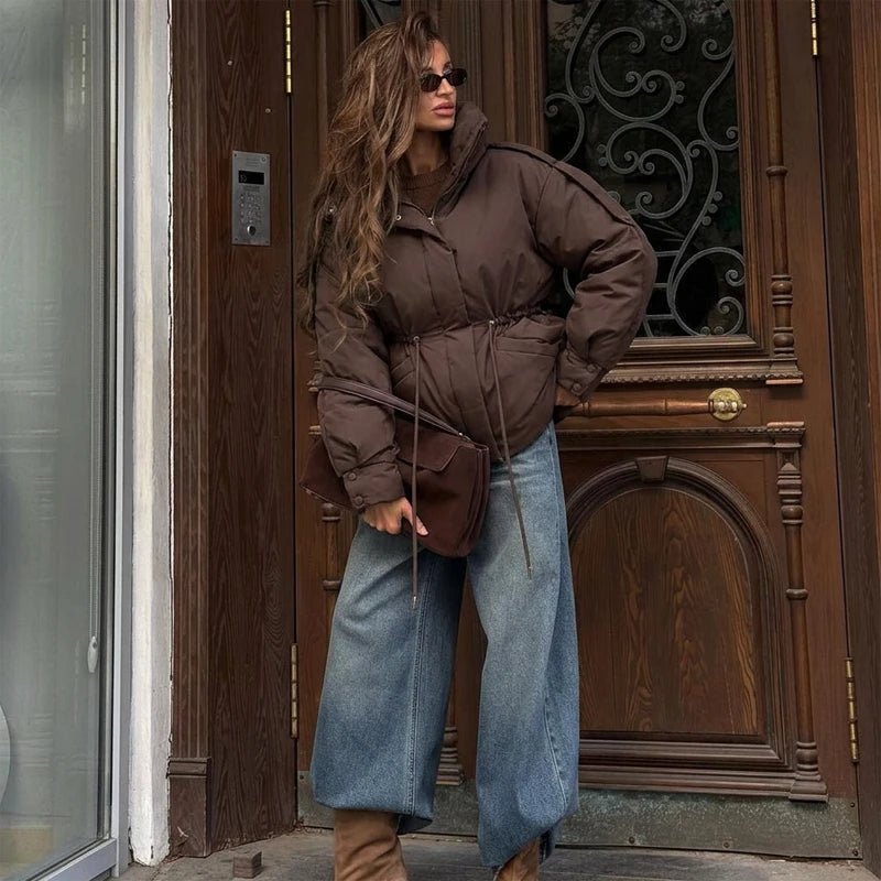 SOERA Mary Oversized Drawstring Waist Puffer Jacket - Coat - SOERA-728579-COF-L-93283 Coffee L