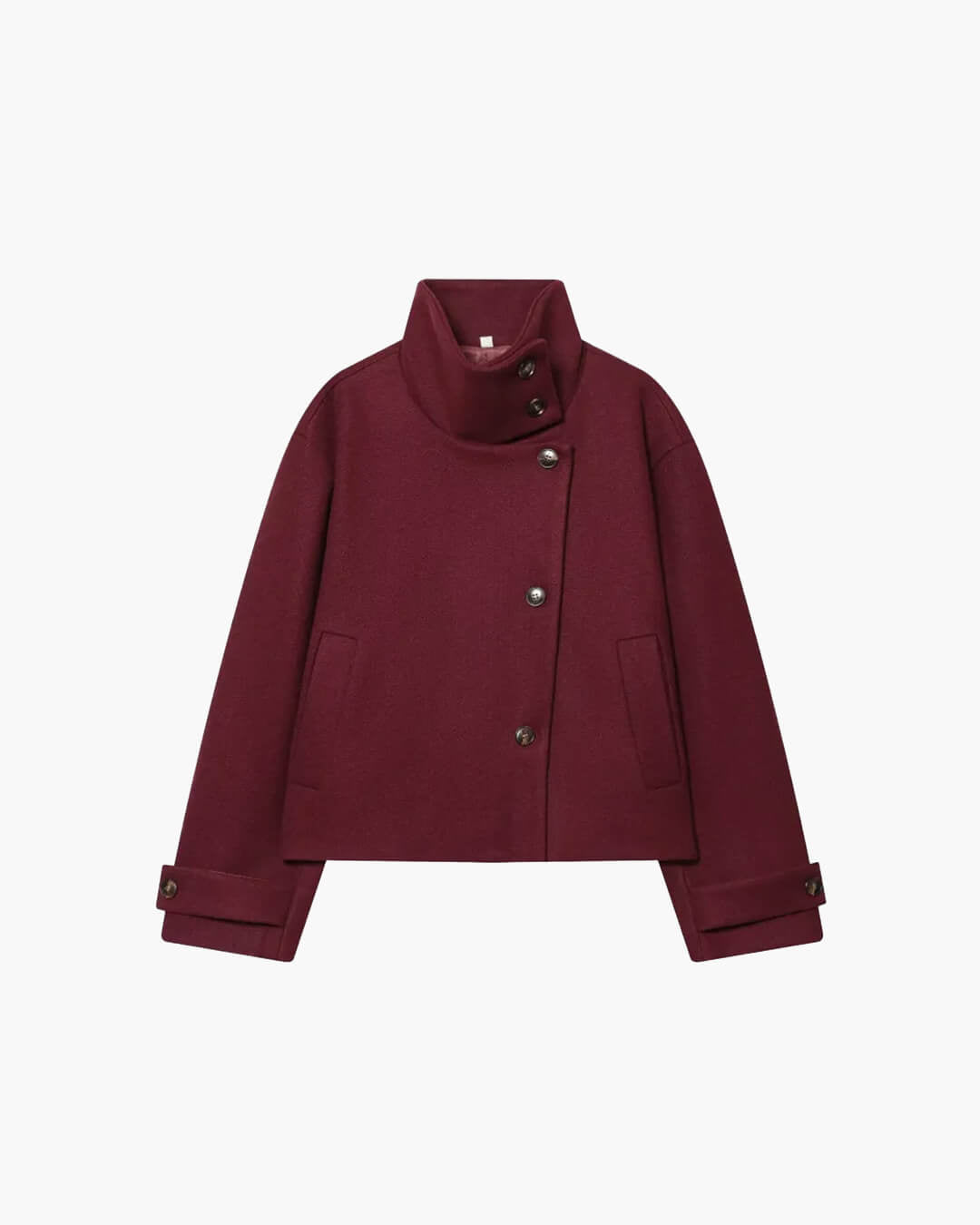 SOERA Rose Buckle Stand Collar Coat - Coat - SOERA-387651-RED-XS-31907 Red XS