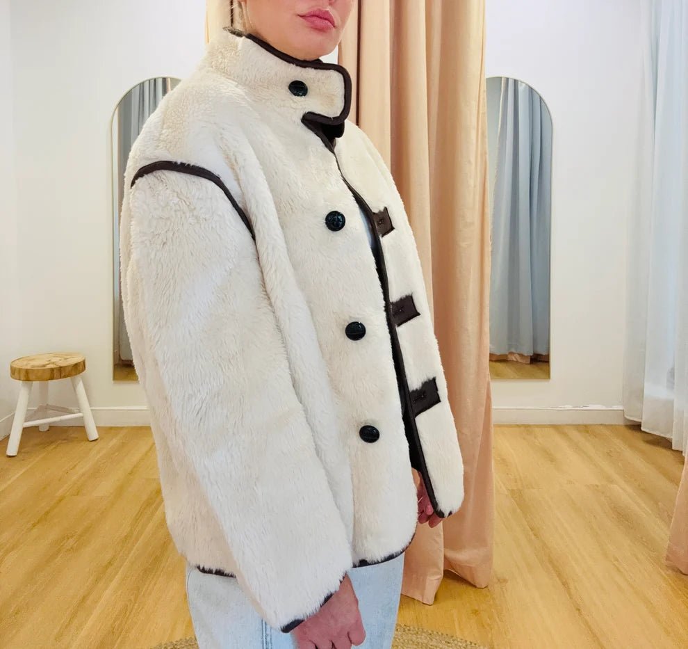 SOERA Adela Funnel Neck Sherpa Jacket - Coats & Jackets - hm1765197968549870661 S