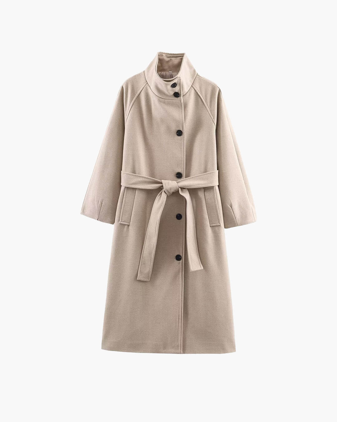 SOERA Claudine Long Belted High Collar Coat - Coats & Jackets -  Beige S