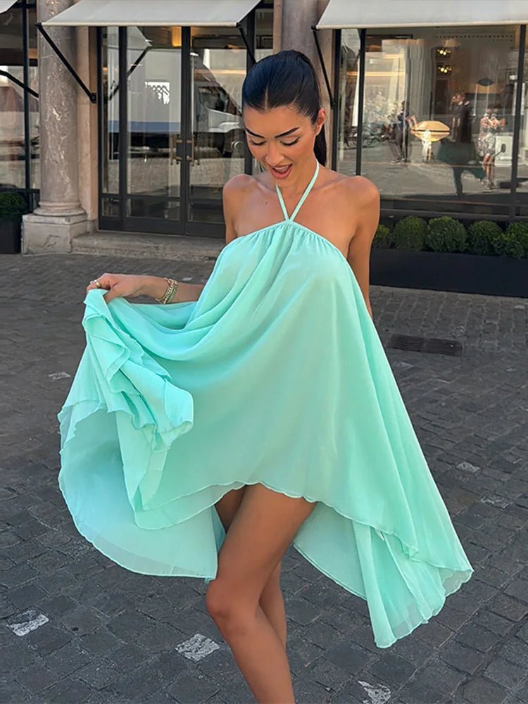 SOERA Aishy Flowy Halter Mini Dress - Dress - SOERA-159043-MIN-XS-90595 Mint Green XS