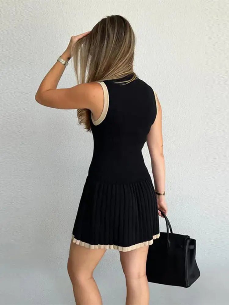 SOERA Margot Drop-Waist Contrast Knit Dress - Dress - SOERA-829443-BLA-L-01475 Black L