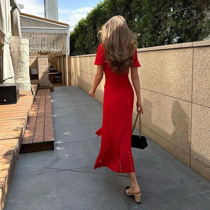 SOERA Sophia Knitted Dress - Dress -  Red XS