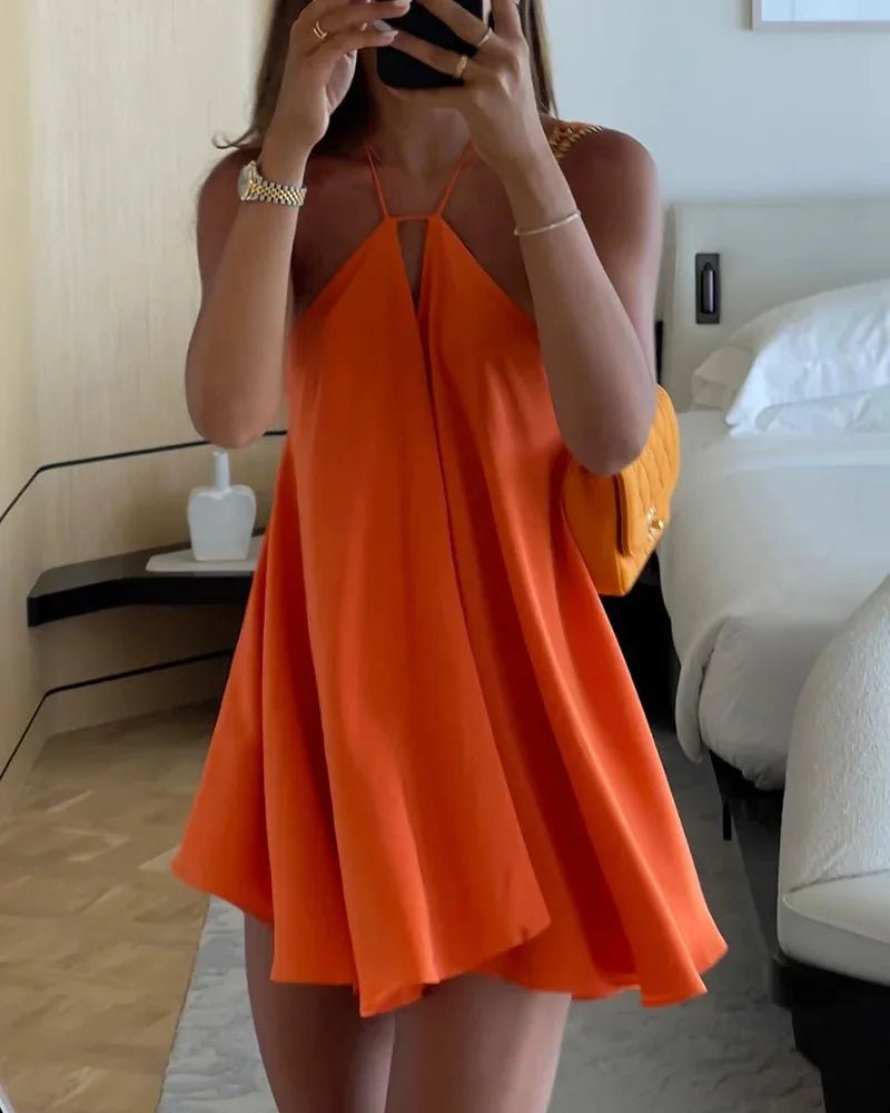 SOERA Zinnia Off - Shoulder Hollow Out Summer Dress - Dress -  Orange S