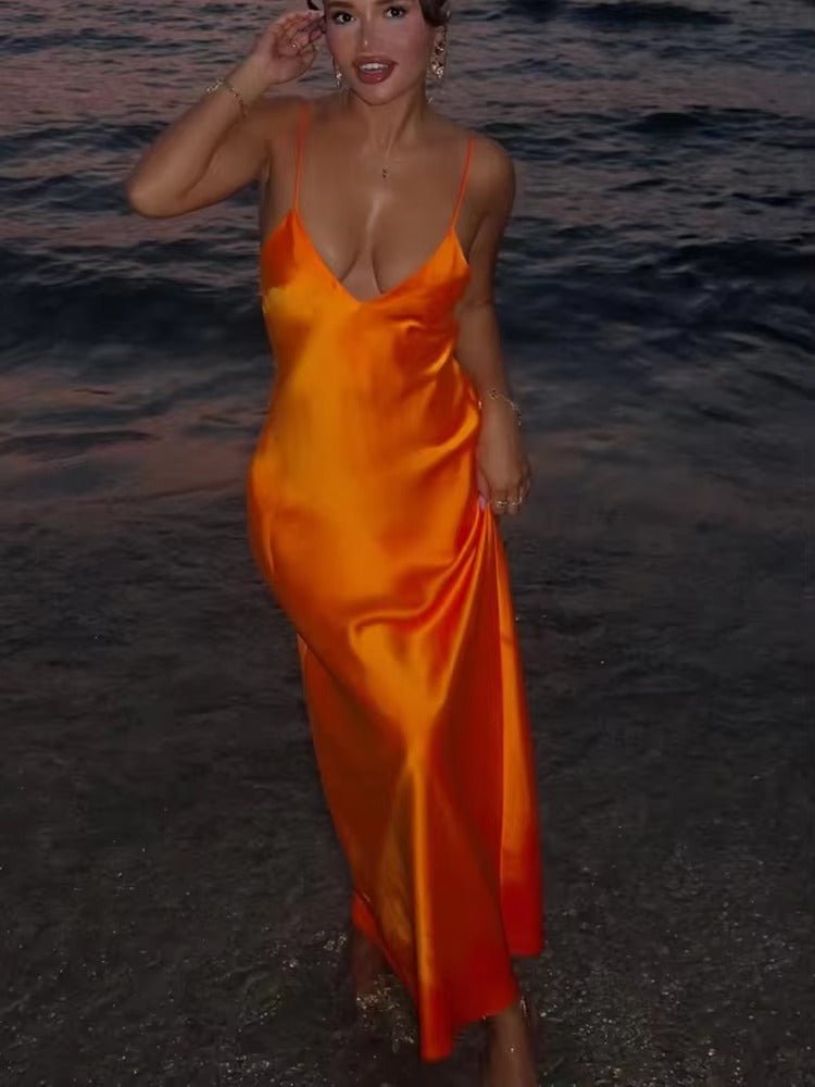 SOERA Kirra Satin Backless Maxi Dress - Dresses -  Brown XS