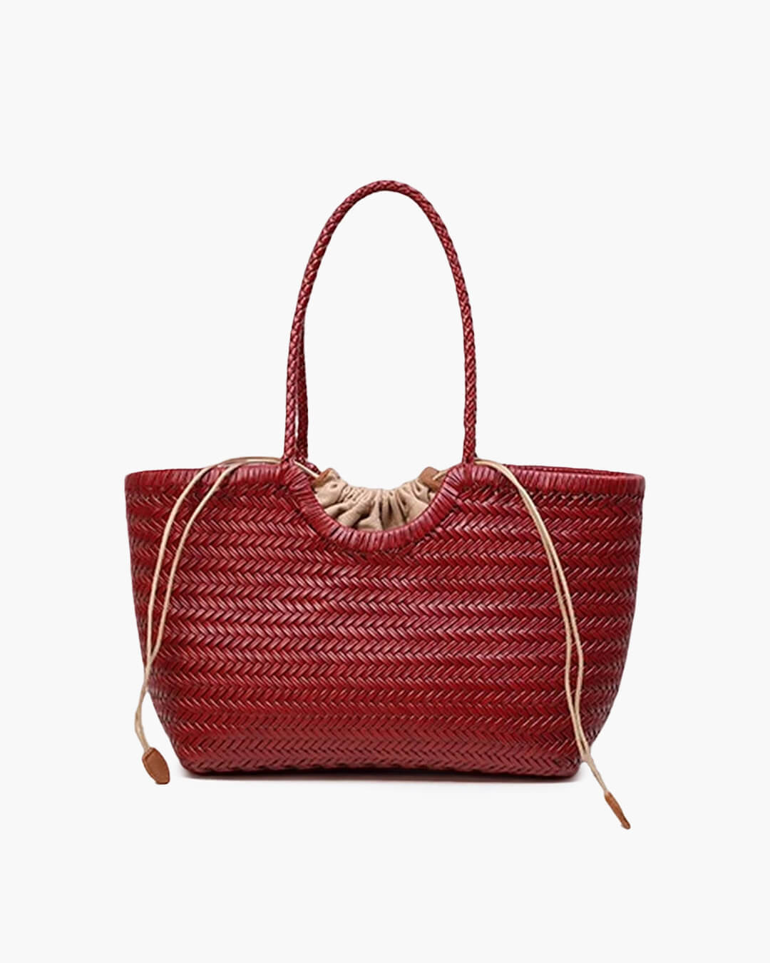 SOERA Bianca Handwoven Leather Tote Bag - Handbags -  Burgundy Large