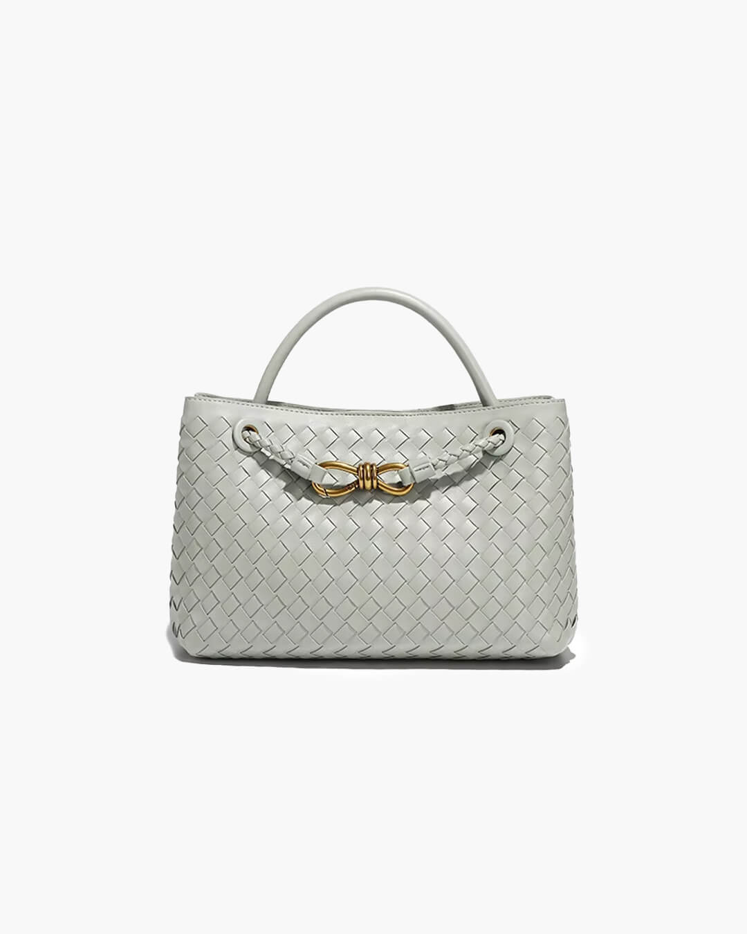 SOERA Lucia Vegan Leather Woven Bag Small - Handbags -  Light Gray Regular