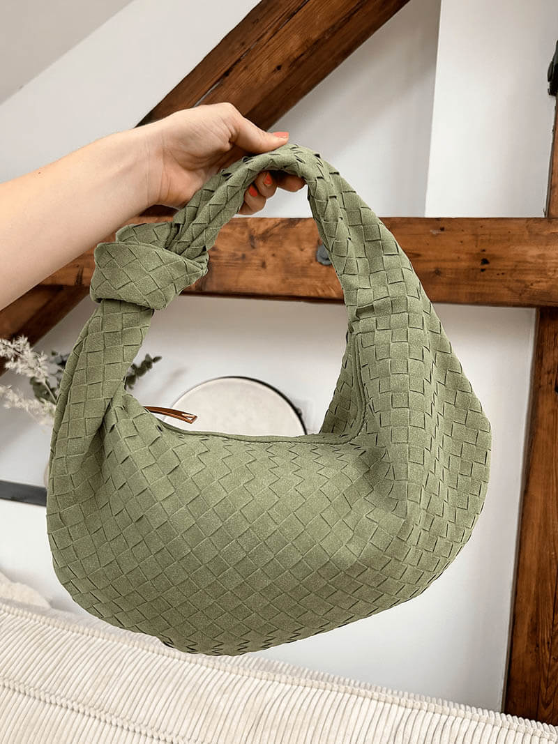 SOERA Woven bag medium suede - Handbags - DBAD2-WK285003 Coffee