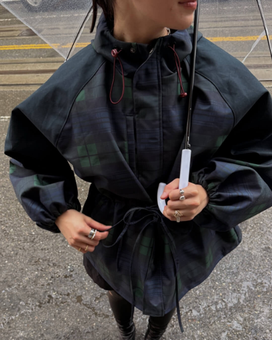 Emma oversized kárované šněrovací sako