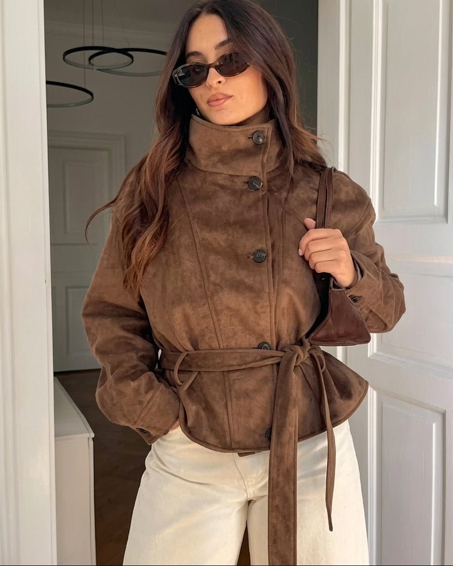 SOERA Rebecca Faux Suede Lace Up Jacket - Jacket - SOERA-551747-BRO-XS-42947 Brown XS