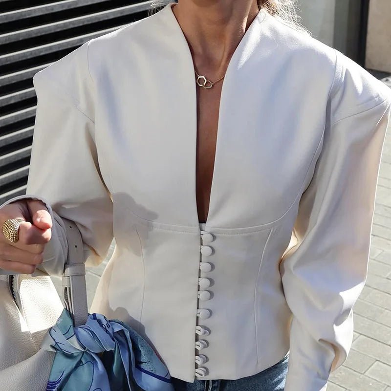 SOERA Bethany Cinched Waist Blazer - Jackets - 1005009569649857-;Si1768904312659204045 White S
