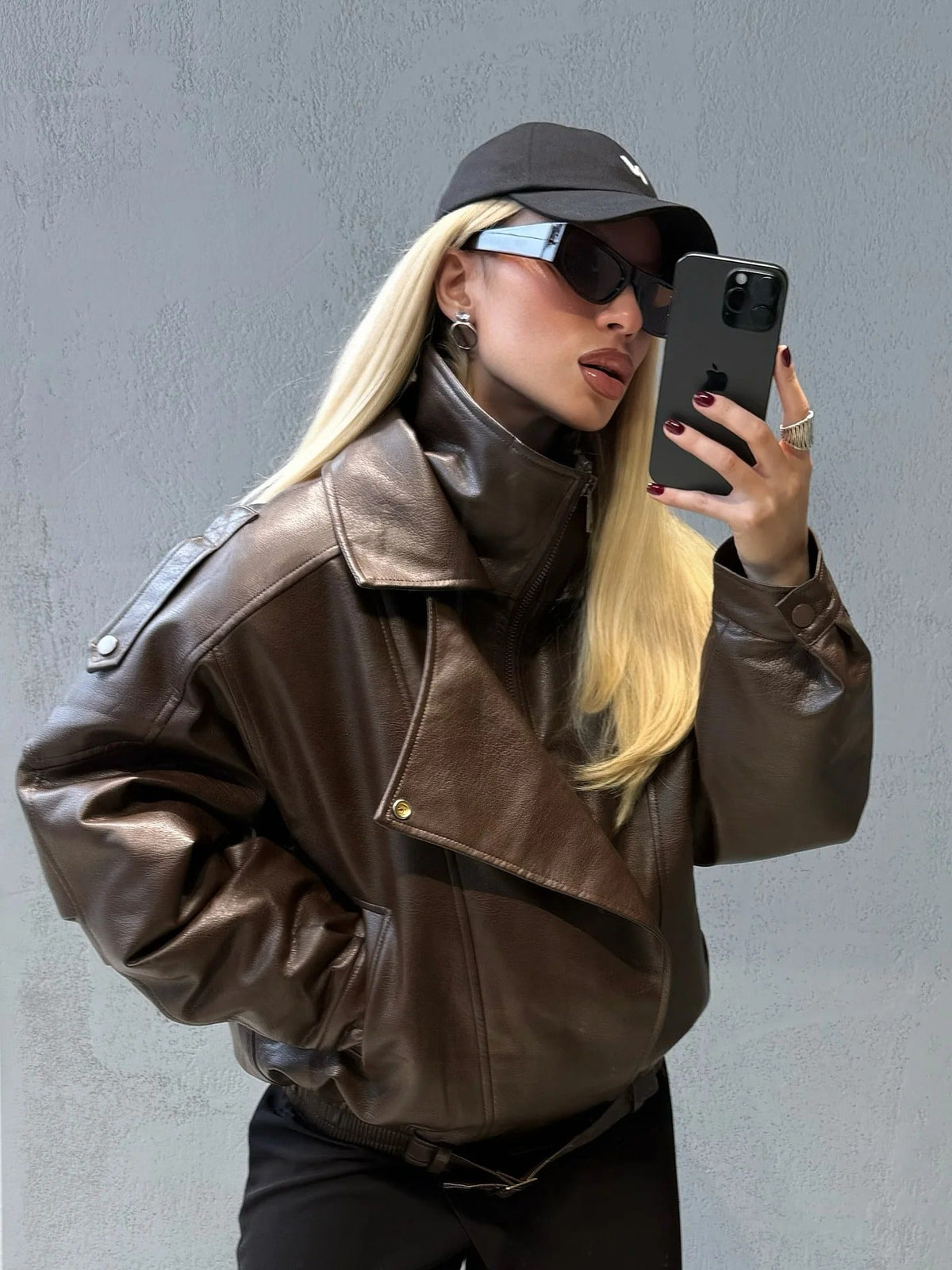 Denise koženková bunda s páskem
