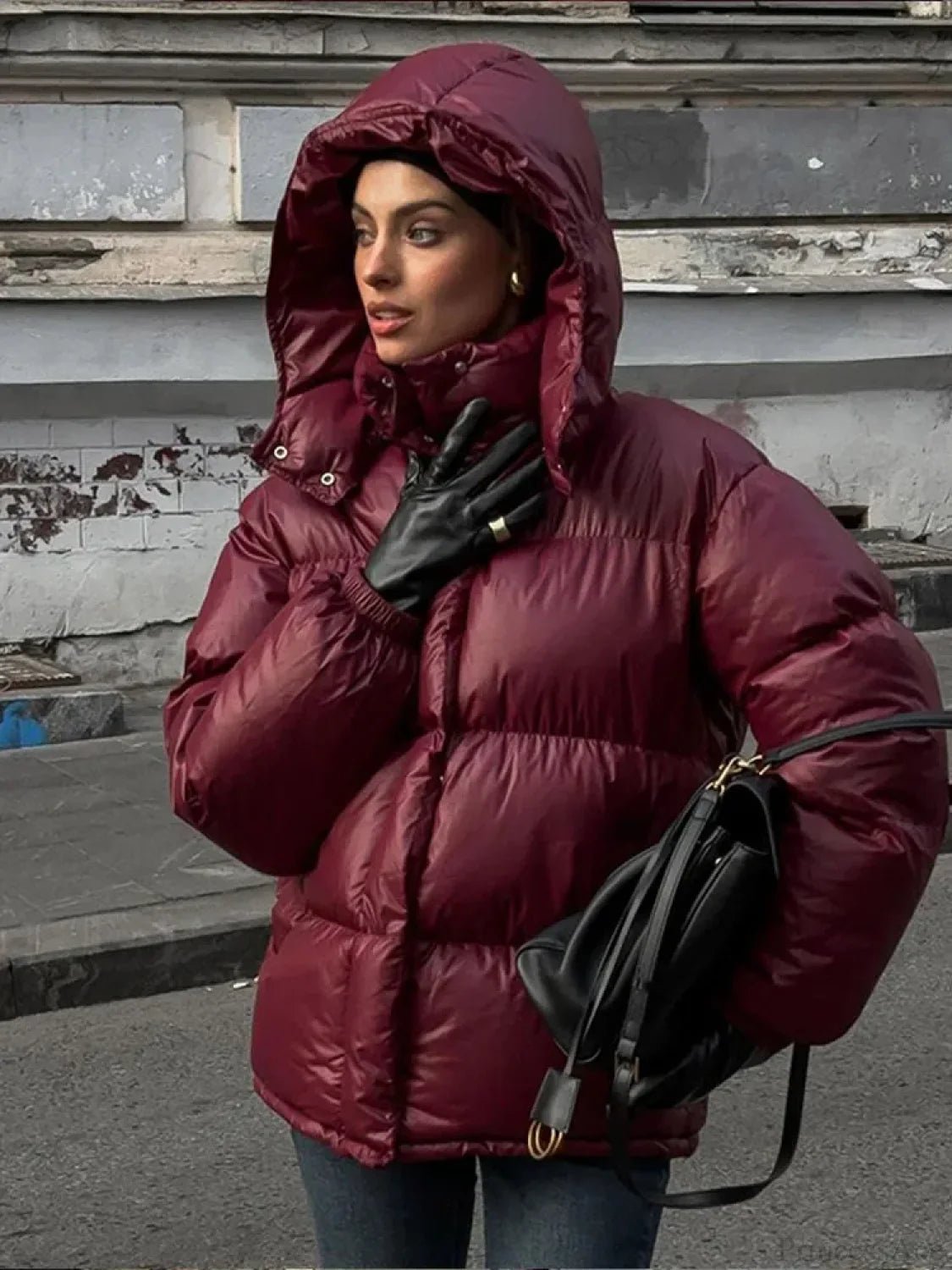 SOERA Eliza Hooded Padded Parka Coat - Jackets - aw1762345864131234176 Burgundy S