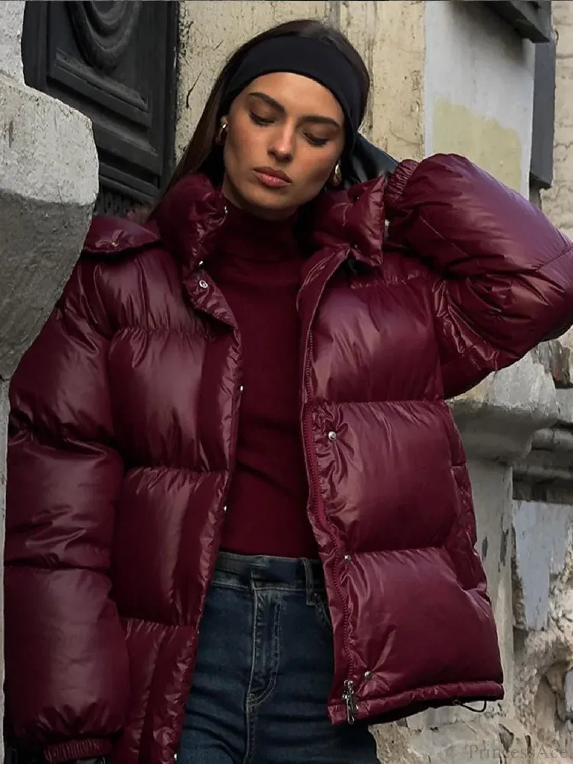 SOERA Eliza Hooded Padded Parka Coat - Jackets - cE1762345864131461728 Burgundy L