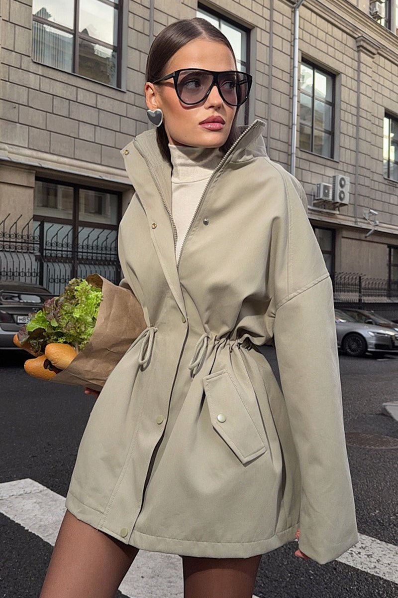 SOERA Eva Drawstring Trench Coat - Jackets - gi1765714530913991845 Beige S