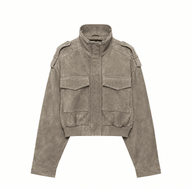Evelyn Faux Suede Cropped Jacket