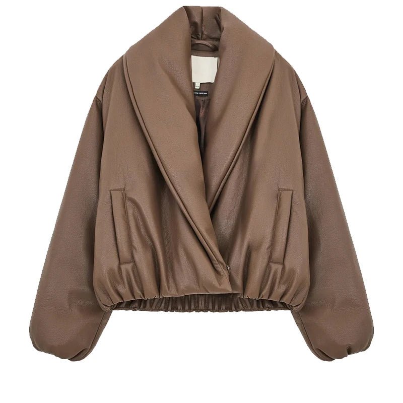 SOERA Lara Lapel Leather Jacket - Jackets - 3256809702498561-;Uz1767257410833738605 Burgundy M
