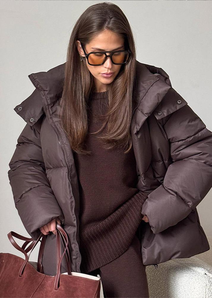 SOERA Leila Detachable Hood Puffer Jacket - Jackets - ST1761123527990073217 Dark Brown S