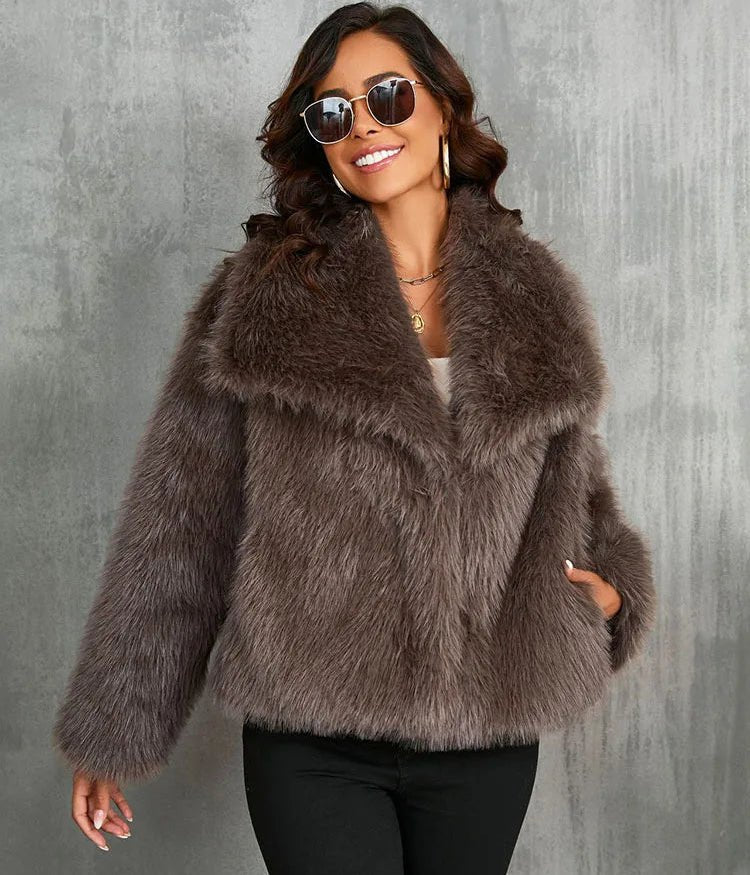 SOERA Mandy Faux Fur Jacket - Jackets - bz1761641699274869117 Brown XS