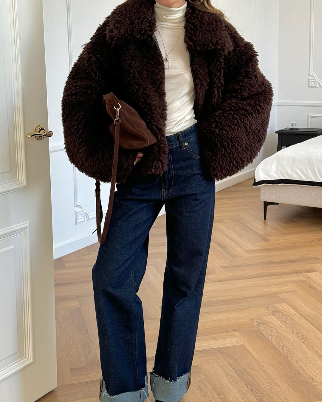SOERA Porsha Faux Fur Teddy Jacket - Jackets - 3256809998082516-;uX1763625122459146177 Dark Brown XS