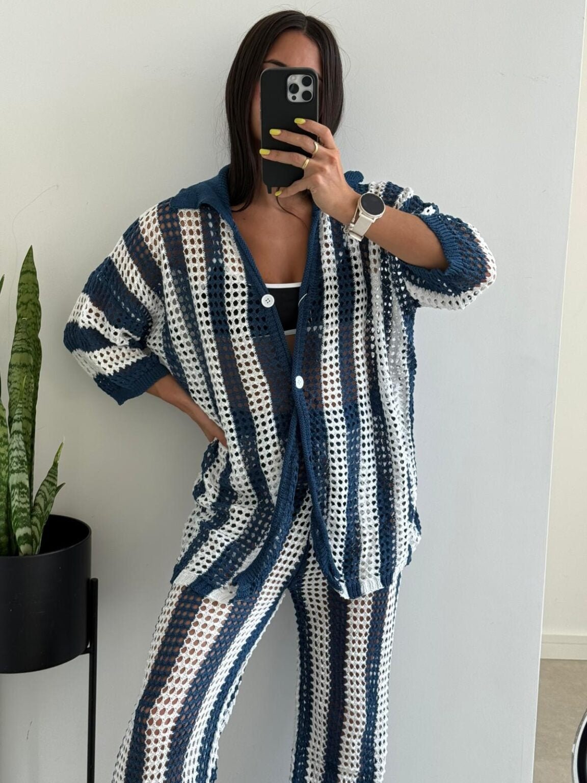 SOERA Carmen Striped Crochet Co-Ord Set - Matching Sets - SOERA-750403-XL-NAVY-11235 Navy XL