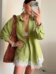 Celeste krajkový patchwork plážový set