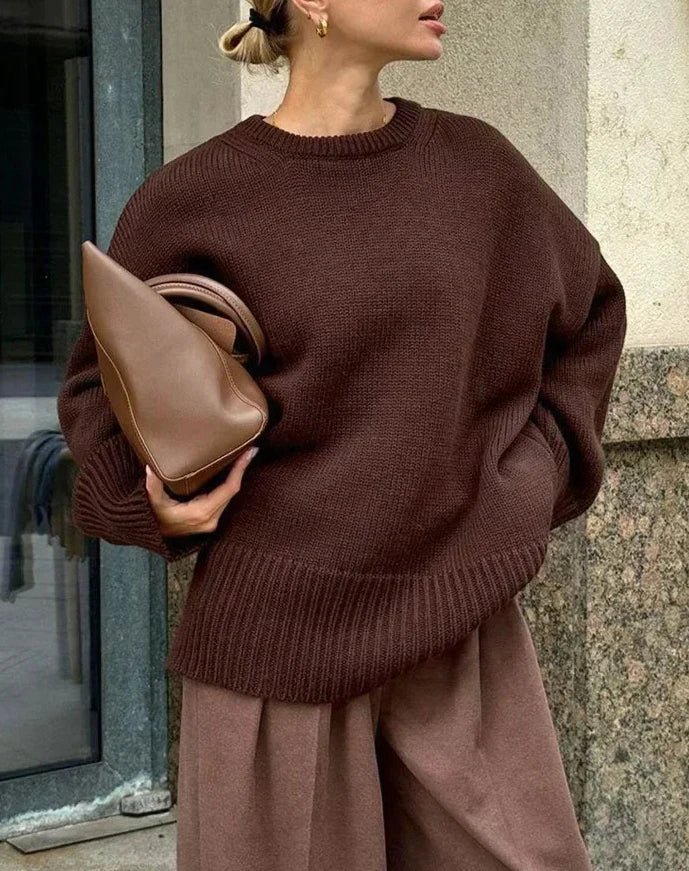 SOERA Georgette Ribbed Knit Sweater - Pullover - cC1768690473142135744 Brown M